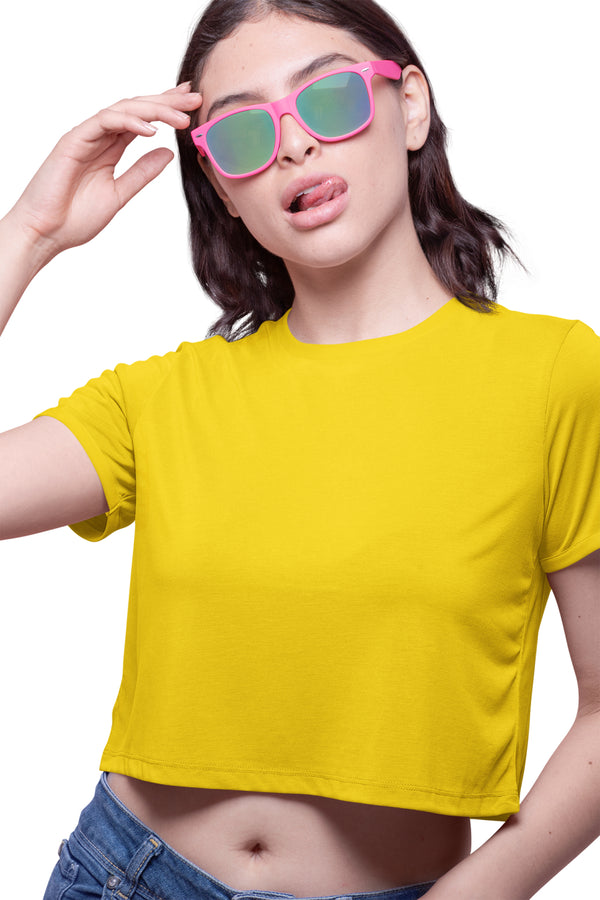 Yellow Plain Crop Top