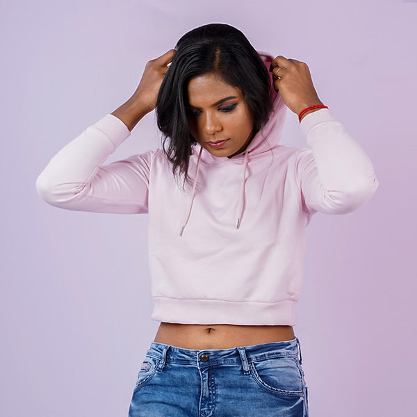 Pink crop hoodie sale